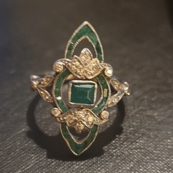 Jade and Diamond ring size 6 - Picture 6 of 7